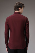 Panther Pounce hand embroidered designer shirt - Wine