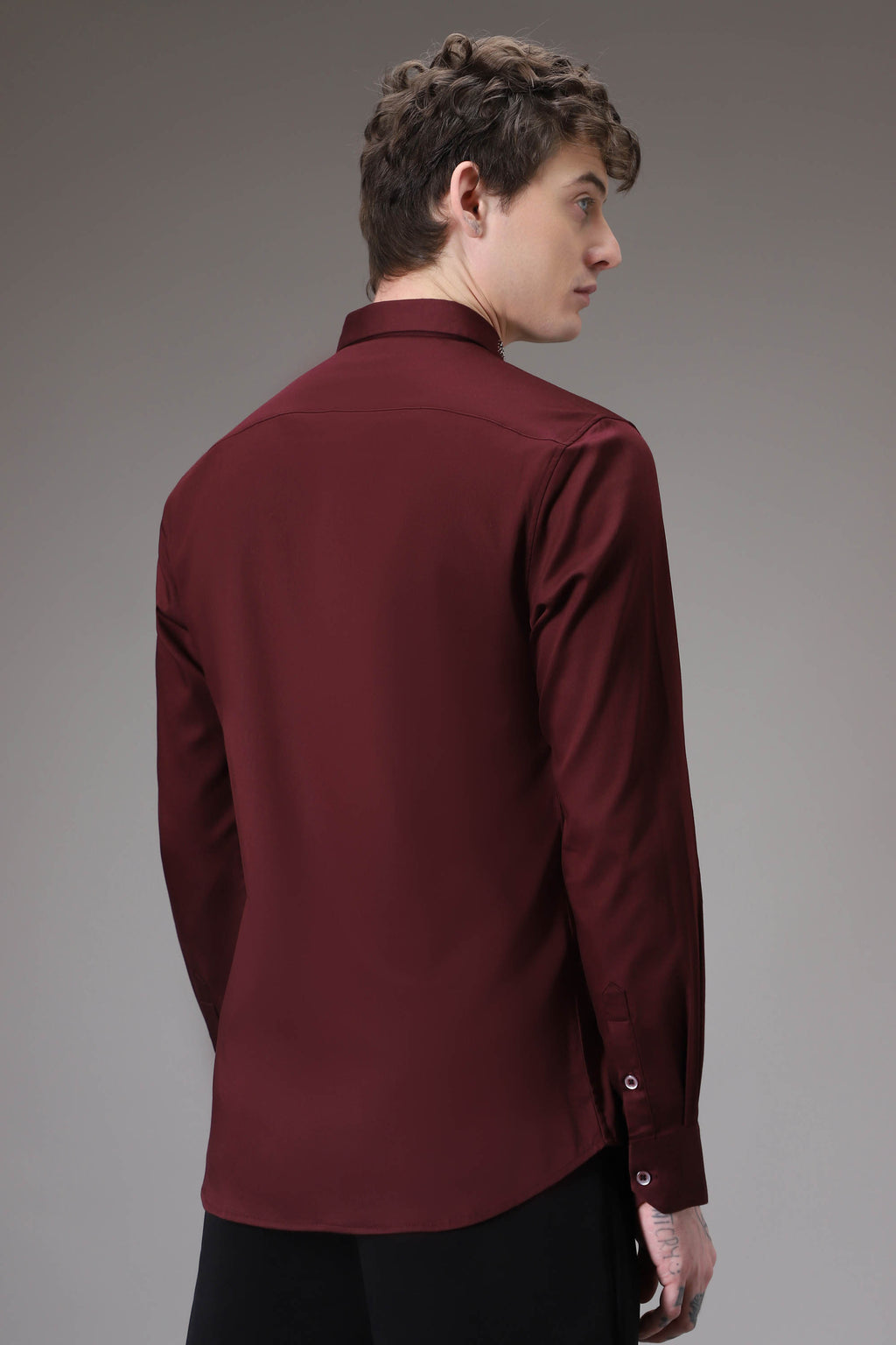 Panther Pounce hand embroidered designer shirt - Wine