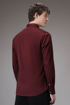 Panther Pounce hand embroidered designer shirt - Wine