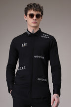 Idgaf hand embroidered designer shirt - Black