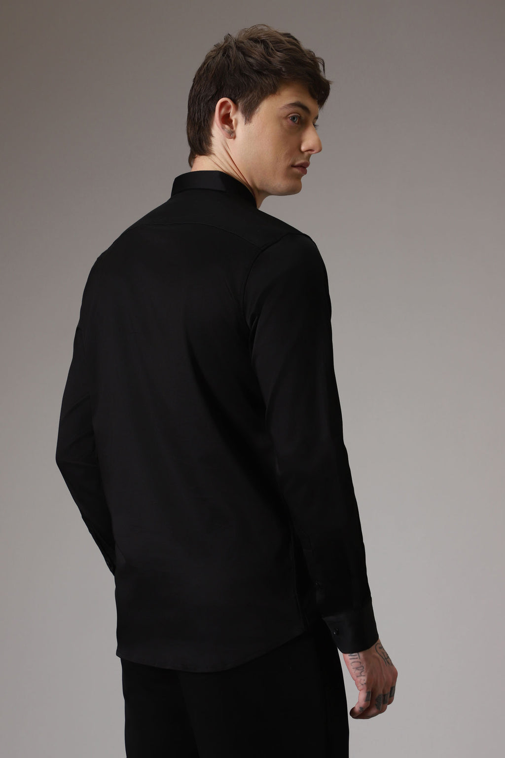 Snake hand embroidered designer shirt - Black