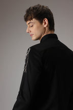 Lightening hand embroidered designer shirt - Black