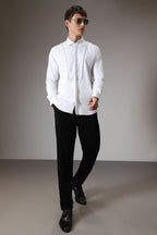 Pintuck hand embroidered designer shirt -White