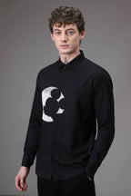 Moon Mickey Hand embroidered designer shirt - Black