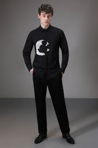 Moon Mickey Hand embroidered designer shirt - Black