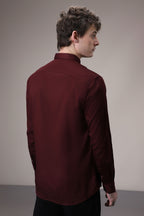 Pintuck hand embroidered designer shirt - Wine