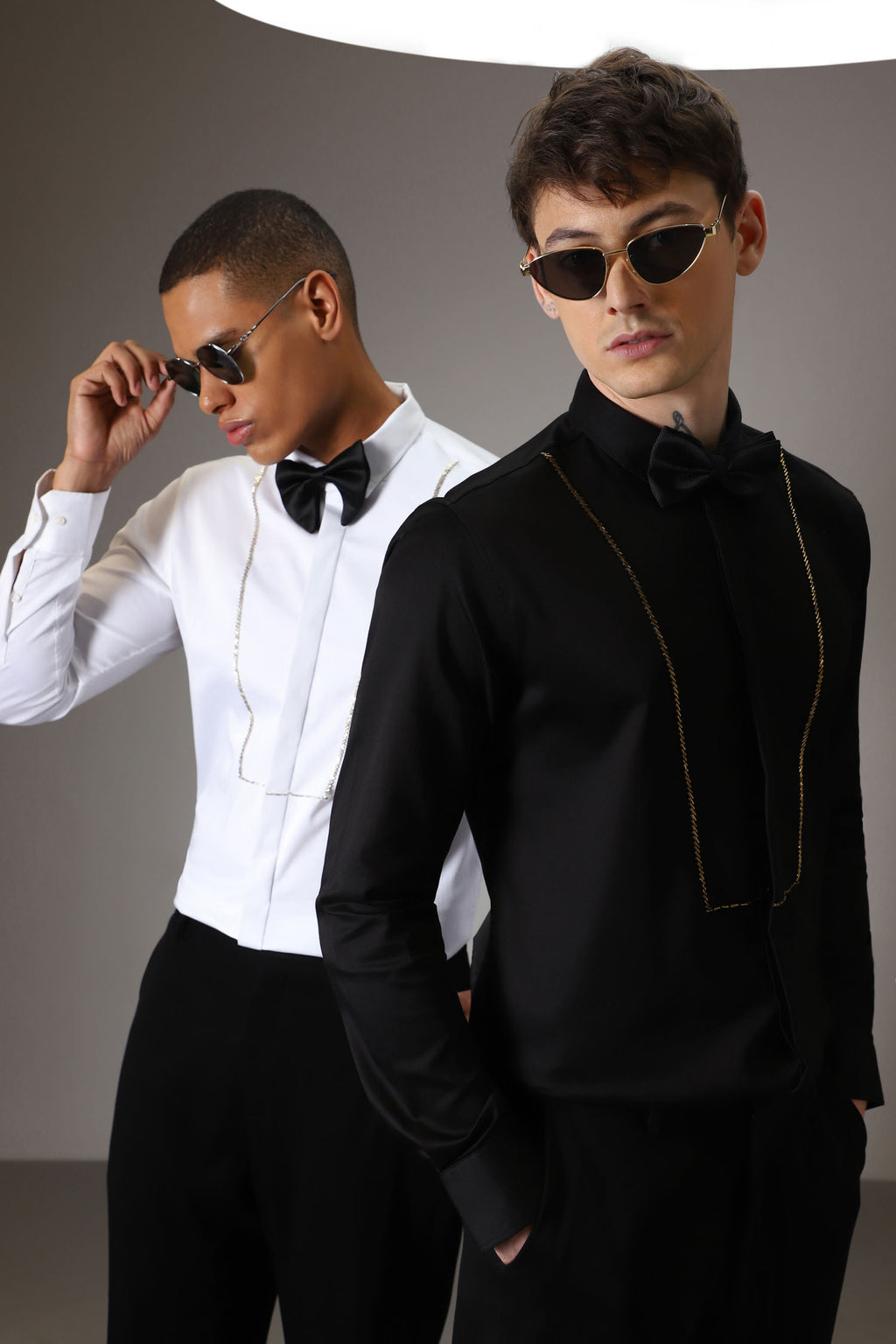 Pintuck hand embroidered designer shirt -Black