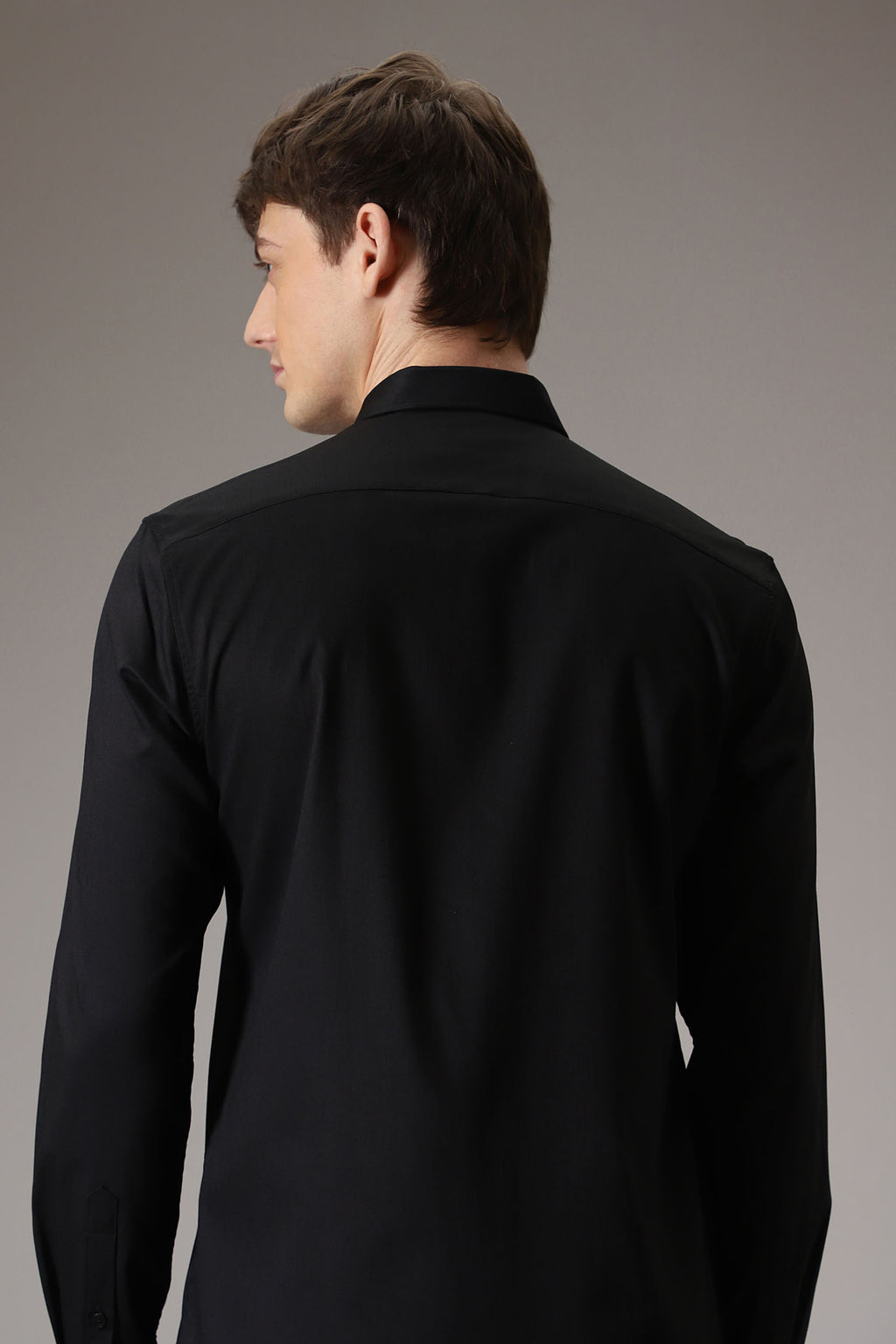 Pintuck hand embroidered designer shirt -Black
