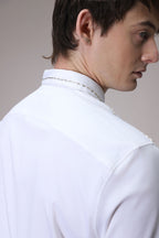 Shoulder Line hand embroidered designer shirt -White