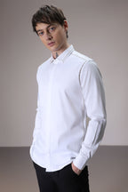Shoulder Line hand embroidered designer shirt -White