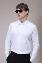 Shoulder Line hand embroidered designer shirt -White