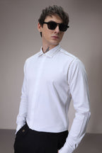 Shoulder Line hand embroidered designer shirt -White