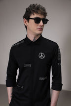 Karma hand embroidered designer shirt -Black