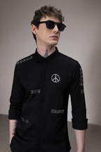 Karma hand embroidered designer shirt -Black