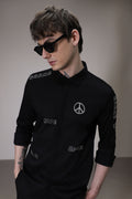 Karma hand embroidered designer shirt -Black