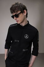 Karma hand embroidered designer shirt -Black