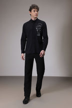 Freedom Simpson Hand Embroidered Designer Shirt - Black