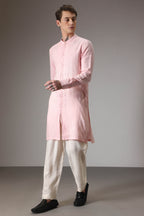 Pink designer linen kurta