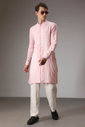 Pink designer linen kurta