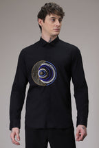 Eveil Eye Hand Embroidered Designer Shirt - Black