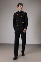 Hearts  hand embroidered designer shirt -Black