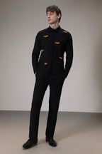 Hearts  hand embroidered designer shirt -Black