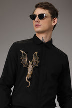 The dragon hand embroidered designer shirt - Black