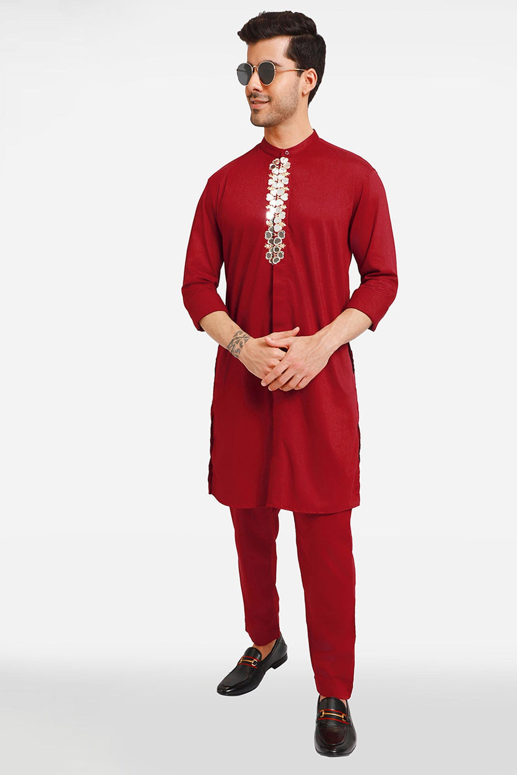 Mirror Kurta - Burgundy
