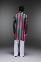 Whimsy - Hand Embroidered Designer Kurta - Pink & green