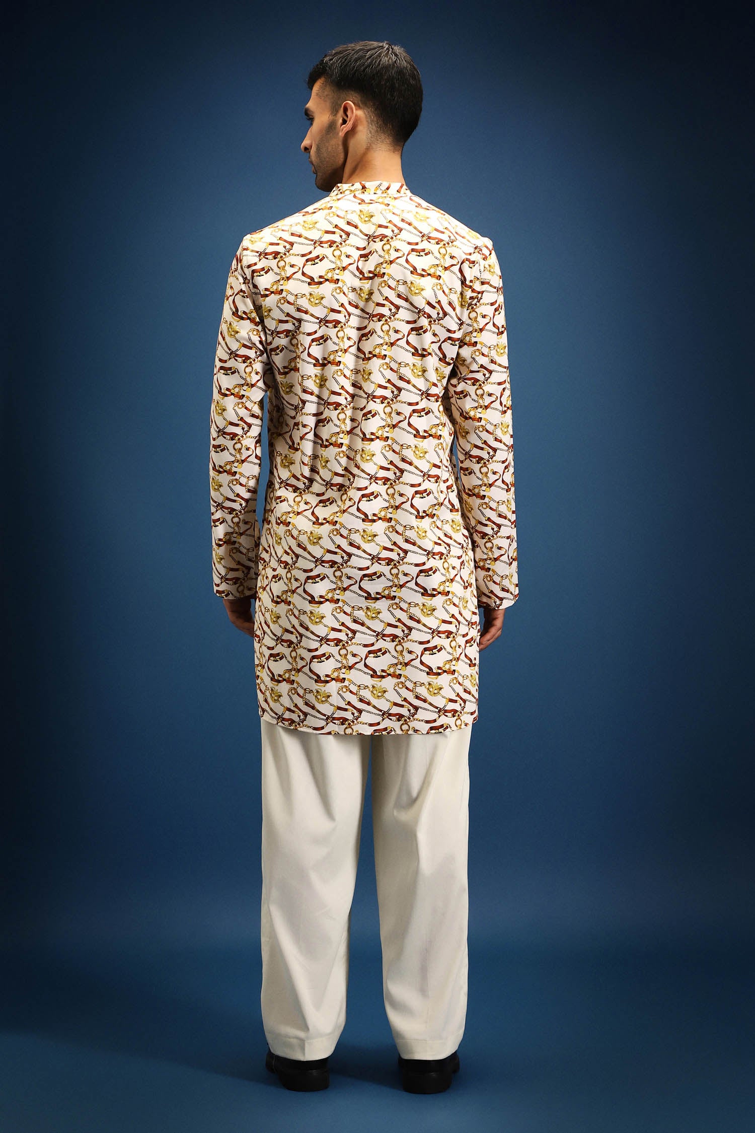 Bond Print Kurta - Ivory