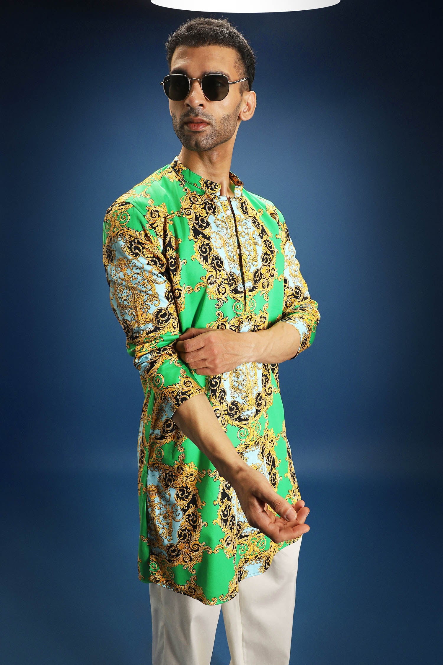 Medusa print kurta - Green