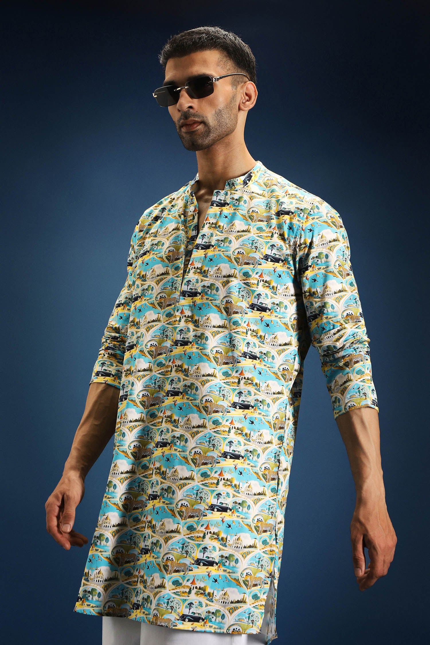 Frolic print kurta - Blue