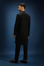 Hibiscus Kurta - Hand Embroidered Designer Kurta - Black