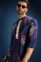 Blue Flower Print Bandhani Kurta - Blue