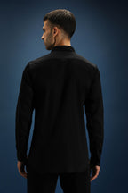 Collar  Bumblebee Hand Embroidered Designer Shirt - Black