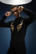 Fly(Wings) Hand Embroidered Designer Shirt - Black