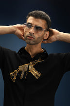 Sone Ki Bandook(Gun)- Hand Embroidered Designer Shirt - Black