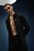 Drizzle Metal (Chain) Hand Embroidered Designer Shirt - Black
