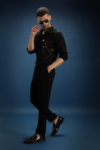 Drizzle Metal (Chain) Hand Embroidered Designer Shirt - Black