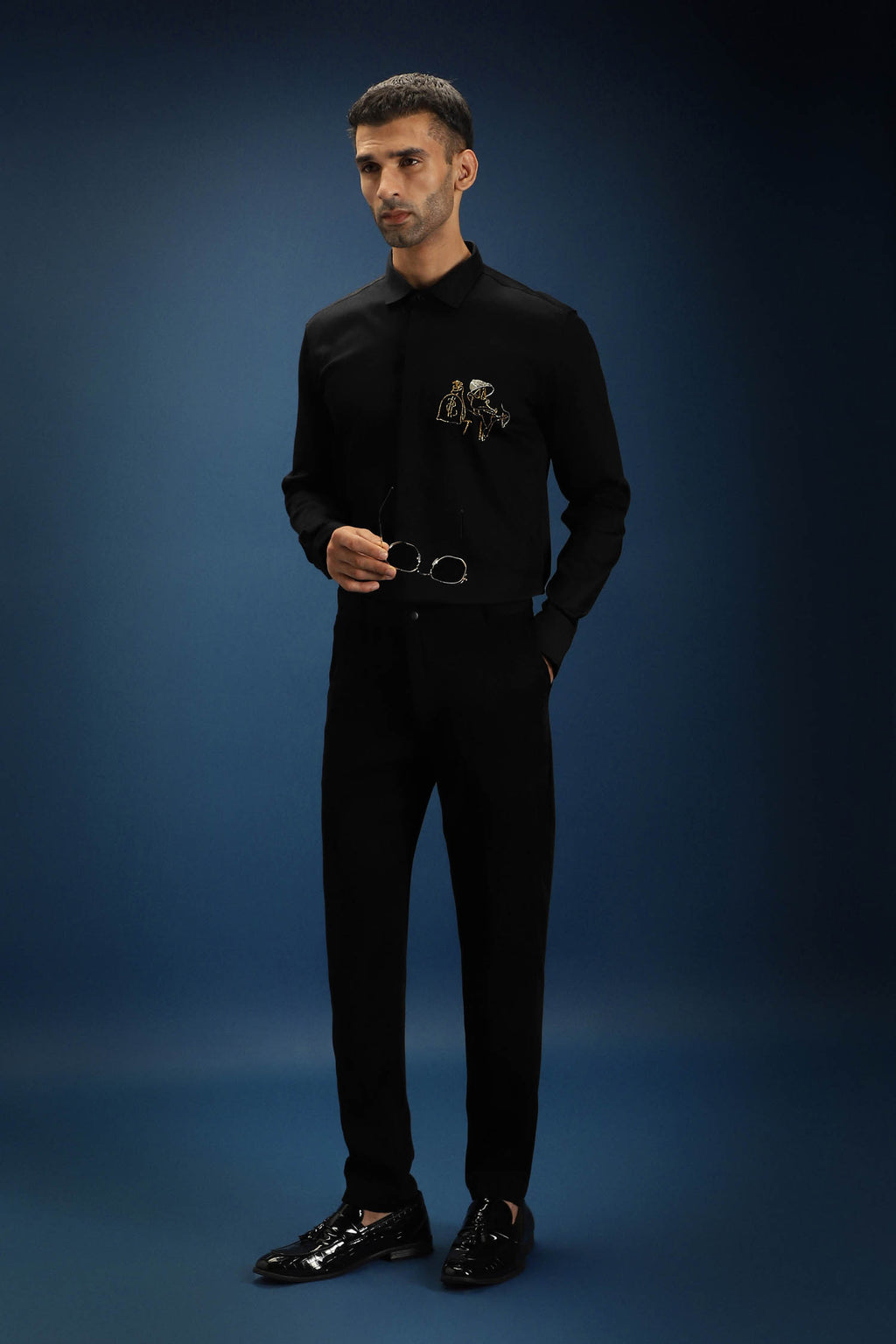 Baazigar - Hand Embroidered Designer Shirt - Black