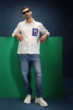 Renal Hand Embroidered Designer Shirt - White