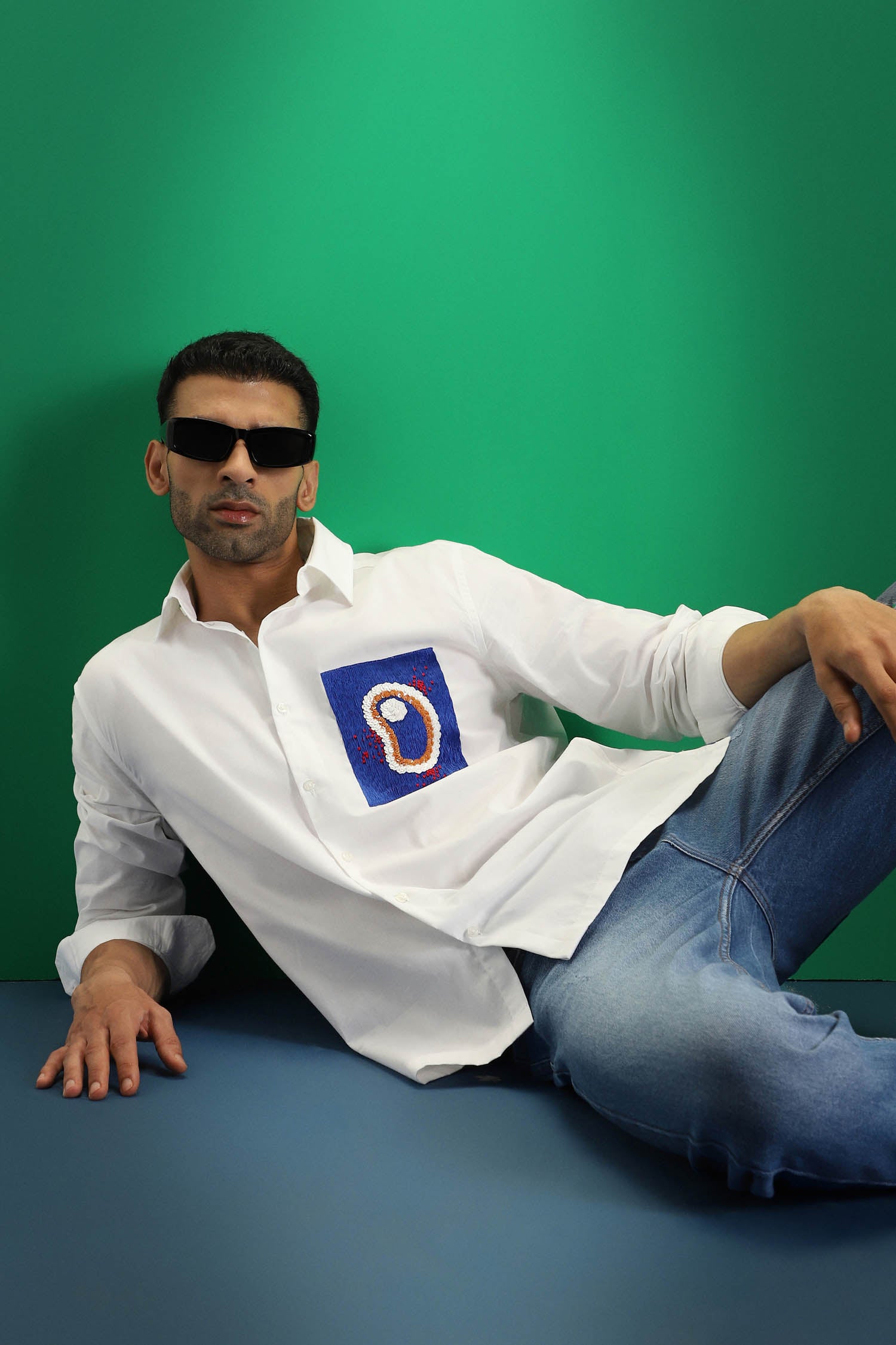 Renal Hand Embroidered Designer Shirt - White