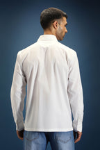 Rainbow Hand Embroidered Designer Shirt - White