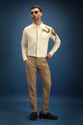 Viper(Snake) - Hand Embroidered Designer Shirt - Ivory