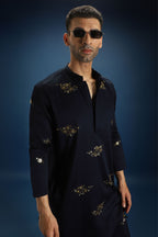 Tussie Mussie Hand Embroidered Designer Kurta - Navy