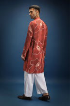 Red Flower Bandhani Kurta - Red