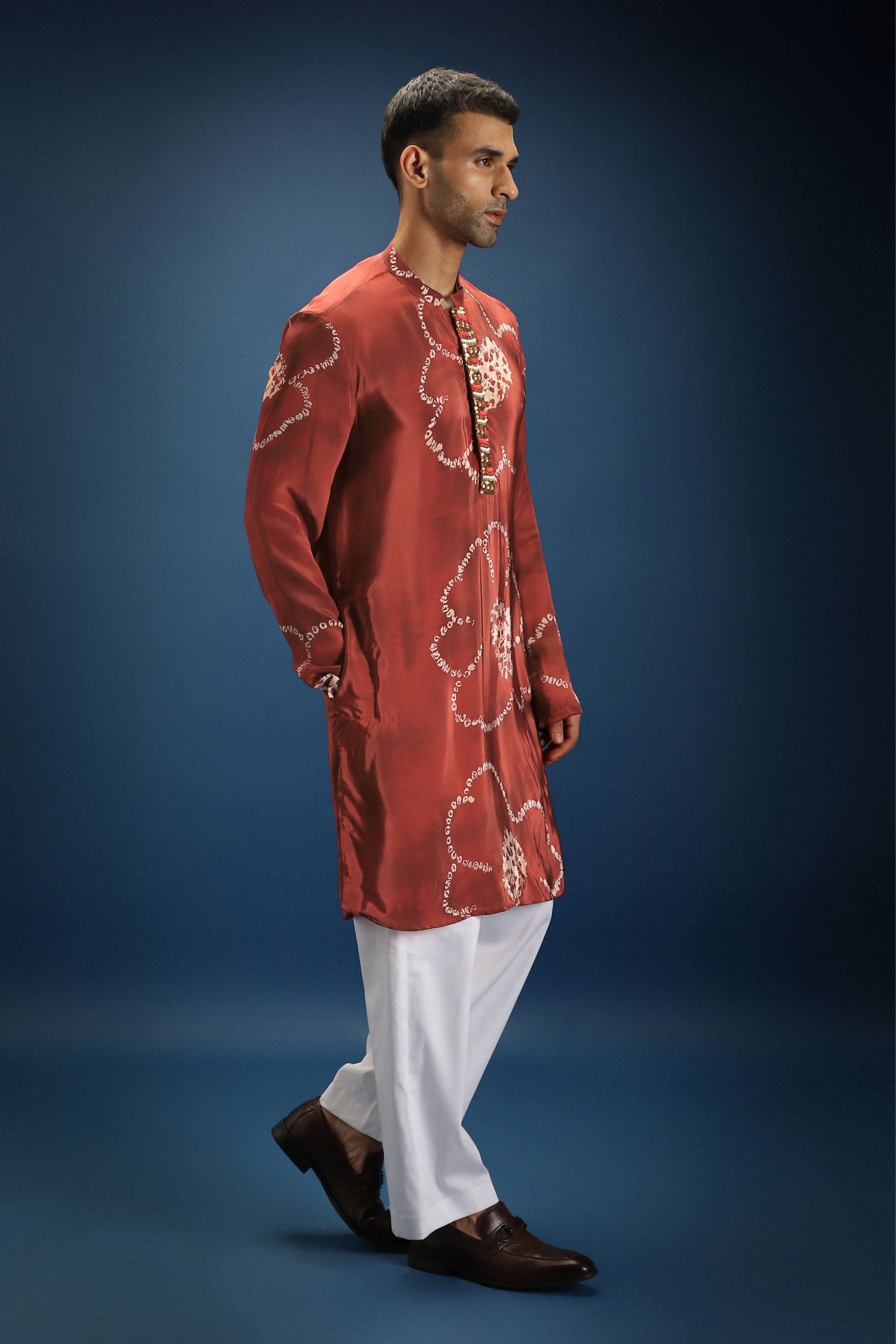 Red Flower Bandhani Kurta - Red