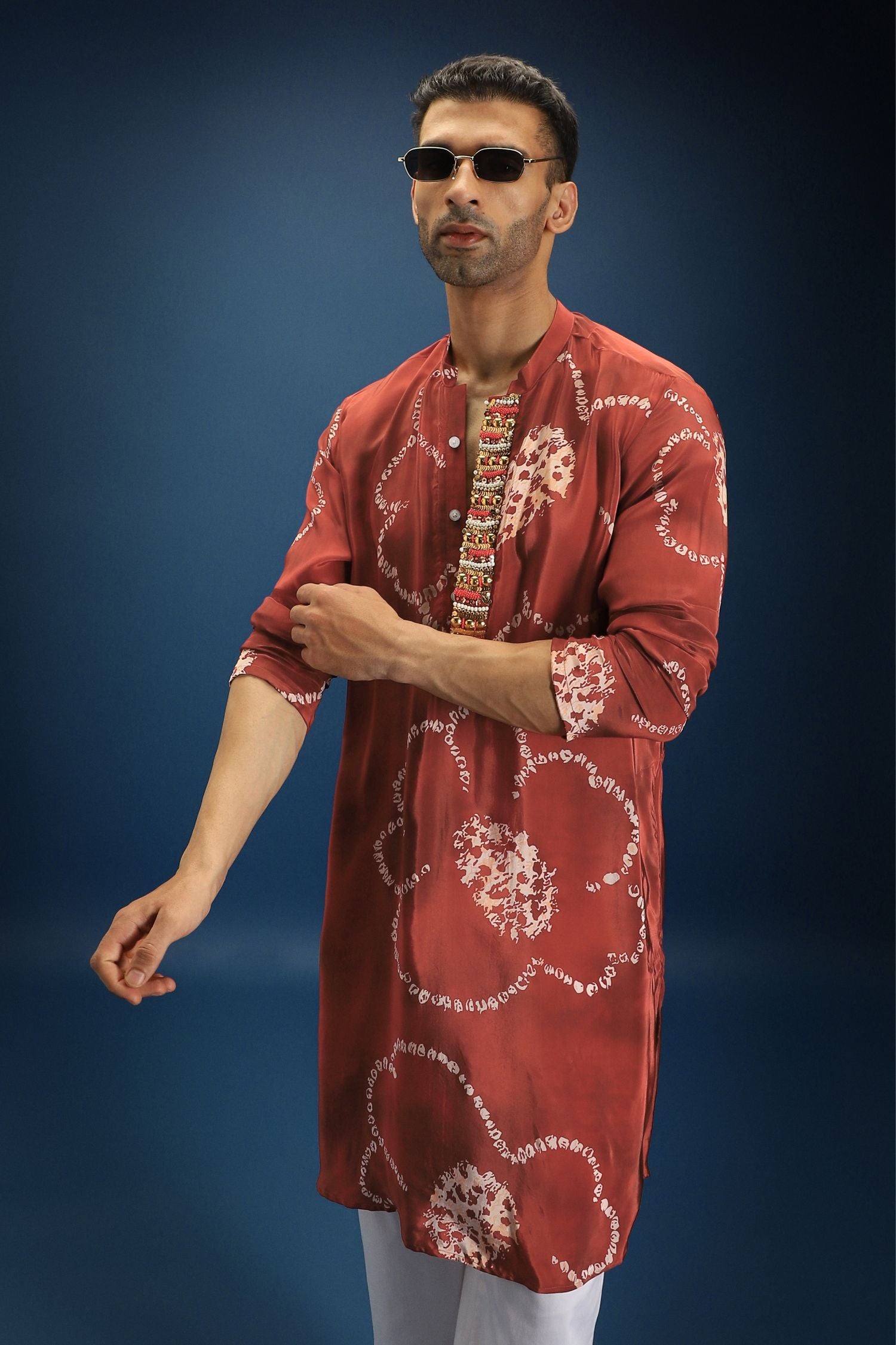 Red Flower Bandhani Kurta - Red