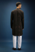 Flower Self Designer Kurta - Black