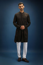 Flower Self Designer Kurta - Black